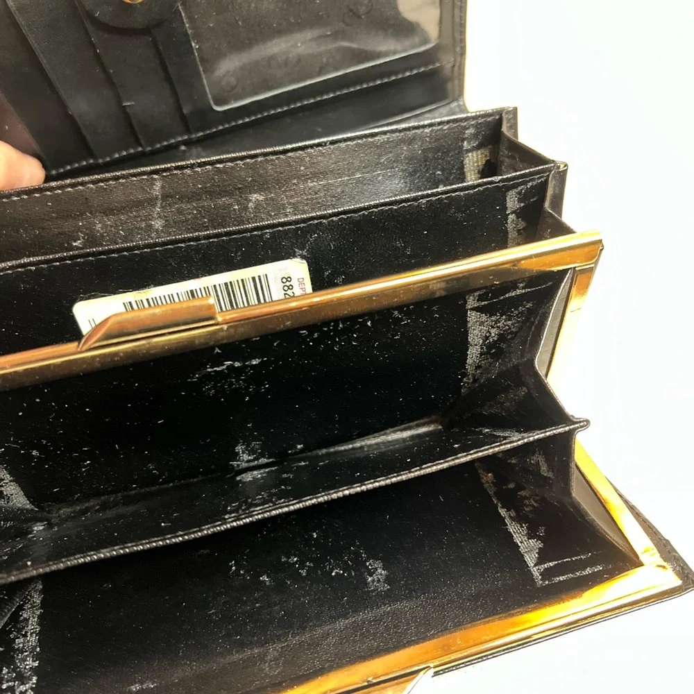 Black VINTAGE Dior Embossed Leather Wallet